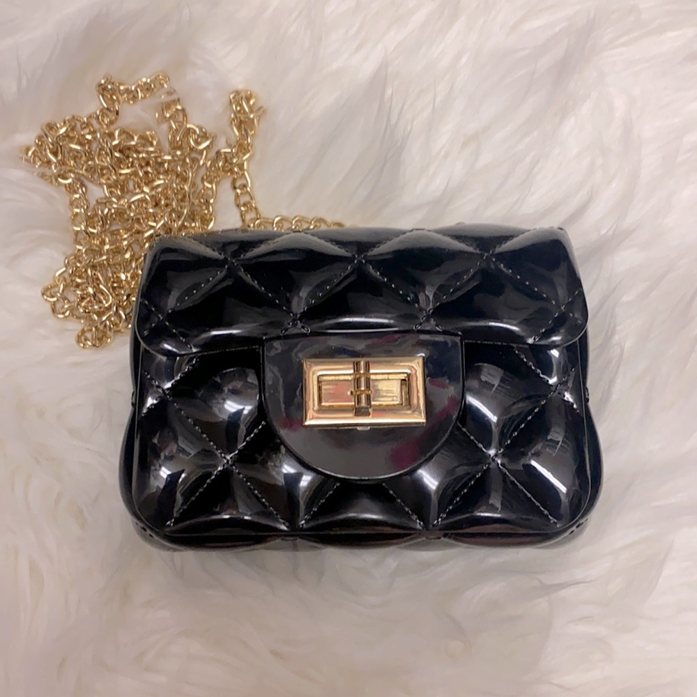 Black quilted mini purse